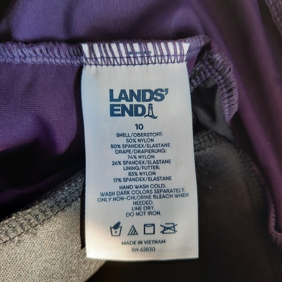 Lands' End Slendersuit Grecian Low Leg One Piece Swimsuit Blackberry 517227 - Picture 10 of 16